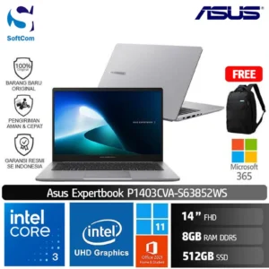 Asus Expertbook P1 P1403CVA-S63852WS/Intel Core 3-100U/8GB/512GB SSD/14" FHD/Win 11 Home+OHS+M365/Misty Grey