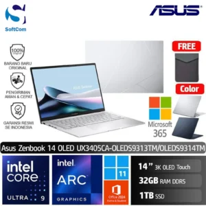 Asus Zenbook 14 OLED UX3405CA OLEDS9313TM OLEDS9314TM/Intel Core Ultra 9-285H/32GB/1TB SSD/14" 3K Touch/Win 11 Home+OHM 2024+M365 [UX3405CA-OLEDS9313TM | UX3405CA-OLEDS9314TM]