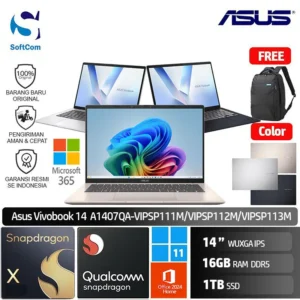 Asus  Vivobook 14 A1407QA VIPSP111M VIPSP112M VIPSP113M/Snapdragon X1/16GB/1TB SSD/14" WUXGA IPS/Win 11 Home+OHM 2024+M365 [A1407QA-VIPSP111M | A1407QA-VIPSP112M | A1407QA-VIPSP113M]