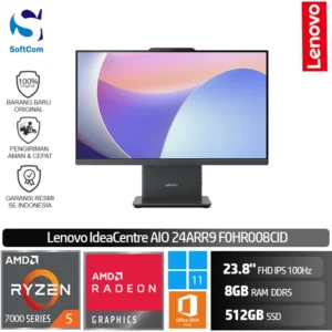 PC Lenovo IdeaCentre AIO 24ARR9 F0HR008CID/AMD Ryzen 5-7535HS/23.8"FHD 100Hz/8GB/512GB SSD/Windows 11 Home+ OHM 2024+ M365/Luna Grey