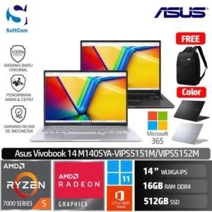 Asus Vivobook 14 M1405YA VIPS5151M VIPS5152M/Ryzen 5-7430U/16GB/512GB SSD/14" WUXGA/Win 11 Home + OHM 2024 + M365 [M1405YA-VIPS5151M | M1405YA-VIPS5152M]