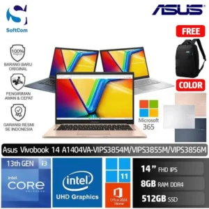 Asus Vivobook 14  A1404VA VIPS3854M VIPS3855M VIPS3856M/Core i3-1315U/8GB/512GB SSD/14" FHD IPS/Win 11 Home+OHM 2024+ M365 [A1404VA-VIPS3854M | A1404VA-VIPS3855M | A1404VA-VIPS3856M]