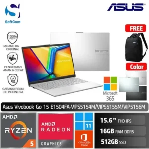 Asus Vivobook Go 15 E1504FA VIPS5154M VIPS5155M VIPS5156M/Ryzen 5-40/16GB/512GB SSD/15.6" FHD/Win 11 Home+OHM 2024+M365 [E1504FA-VIPS5154M | E1504FA-VIPS5155M | E1504FA-VIPS5156M]