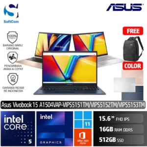 Asus Vivobook 15 A1504VAP-VIPS5151TM VIPS5152TM VIPS5153TM/Core 5-120U/16GB/512GB SSD/15.6" FHD IPS/Win 11 Home + OHM 2024 + M365 [1504VAP-VIPS5151T | 1504VAP-VIPS5152TM | 1504VAP-VIPS5153TM]
