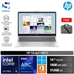 HP 14-ep1188TU/Intel Core Ultra 5-125H/16GB/512GB SSD/14″ FHD IPS/Win 11 Home+OHM 2024+M365/Silver