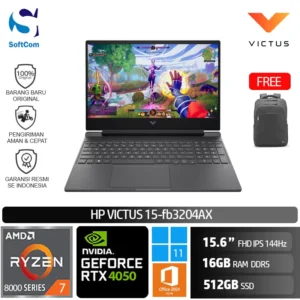 HP Victus 15 fb3204AX/Ryzen 7-8845HS/16GB/512GB SSD/GeForce RTX 4050 6GB/15.6" FHD 144Hz/Win 11 Home + OHM 2024 + M365/Mica Silver